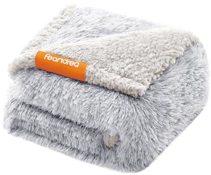 Feandrea Coperta Impermeabile per Cani, Coperta di Peluche Lunga per Cani in Miniatura, Gatti, 73 x 63 cm, S, Copridivano Reversibile su Entrambi i Lati, Grigio Ombré PPB003G01