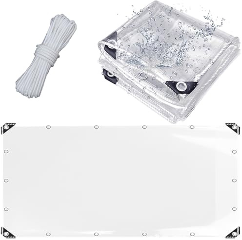 Flei Wasserdicht Plane transparent 2.5x4M Reißfest Windschutz Plane, Kälteschutz und Wärmeerhaltung, aus PVC Faltbar mit Seil für Pavillons, Carports, Balkon, Gewächshaus und mehr