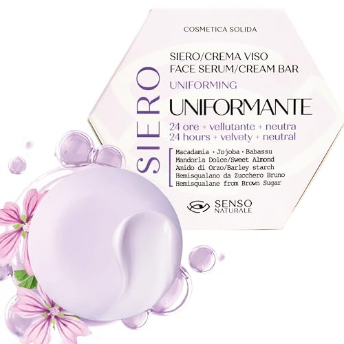 Senso Naturale Festes Gesichtsserum 24-Hour, Mattierende Gesichtscreme mit Vitamin E, Straffende Gesichtsmaske Nacht, Make-up-Unterlage, 100% Natürlich und Vegan