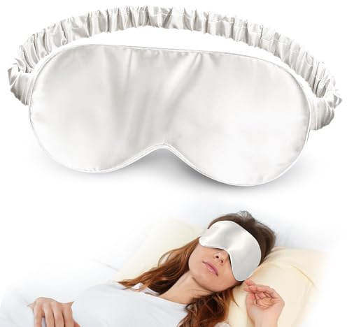 SilkDream 100% Seiden Schlafmaske Frauen&Herren Augenmaske Schlafmaske Seide Flugzeug Verdunkelungs Schlaf Maske Weiß