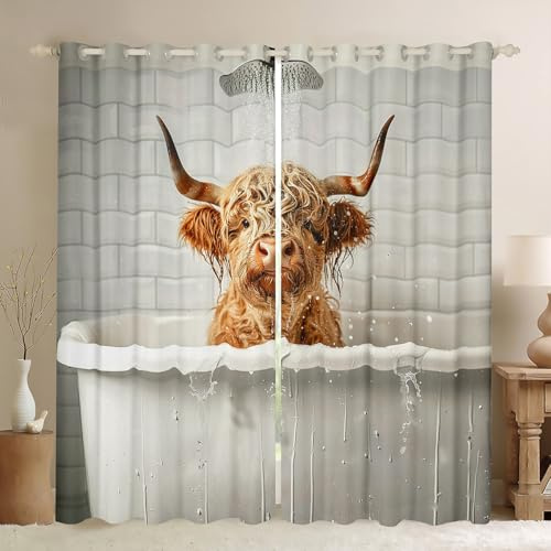 Tenda per finestra con animali della fattoria, decorazione per camera da letto di bambini, ragazze e ragazzi, stile moderno e alla moda, in morbido poliestere, 46 x 54 L, grigio marrone chiaro