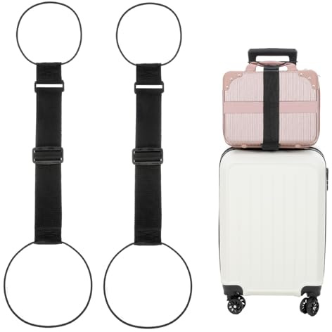 2 Pack Luggage Straps, Nylon Elastic Wrap Belts, Adjustable Travel Bungees for Suitcase Handle, Backpack, Purse Attachment