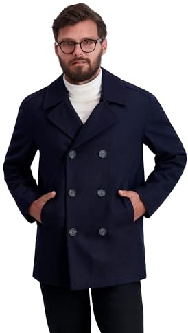 Nautica Men's Classic Double Breasted Peacoat Pea Coat, Dark Navy, S