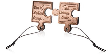 GRAVURZEILE Schlüsselanhänger aus Holz - Ein Leben lang an Deiner Seite - Partner Anhänger mit Gravur & Baumwollband im Set - Geschenkidee zum Geburtstag Weihnachten & Valentinstag als Liebesbeweis