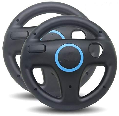TheMax Black (Pack 2) Wheel Steering wii Controller Design Stand Mario Kart Racing Game Steering Wheel Stand For Wii Game Controller