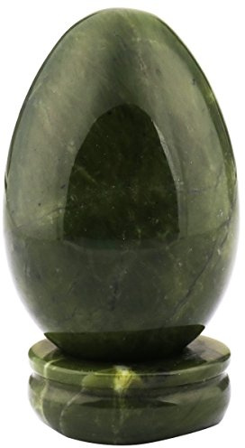 KYEYGWO Green Jade Stone Carved Eggs with Stand, Healing Crystal Meditation Chakra Balancing Reiki Crafts Home Decoration