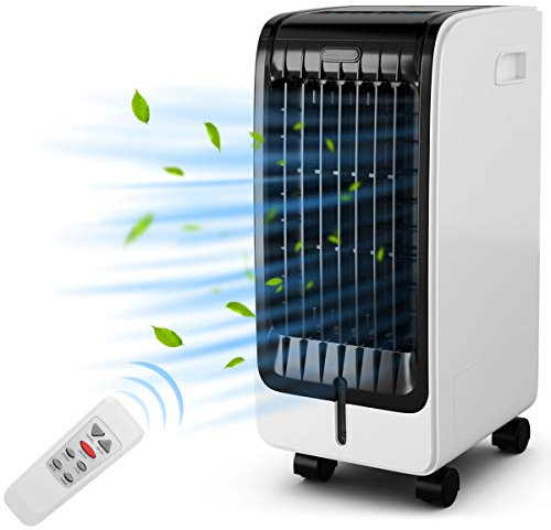 GOPLUS 4 in 1 Luftkühler mit Wasserkühlung, Mobile Klimaanlage mit 75 W Leistung & 3 Geschwindigkeitsstufen & 6 L Wassertank, Tragbarer Ventilator, Luftbefeuchter, Fernbedienung, Timer bis 8 h