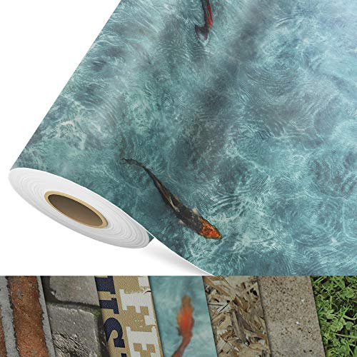 casa pura CV Cushion Foamed Vinyl Flooring (Koi Carp) 3D Design Pattern Print, PVC Flooring Rolls Design Flooring, Textured Surface Non-Slip Flooring by The Metre (200 x 300 cm)