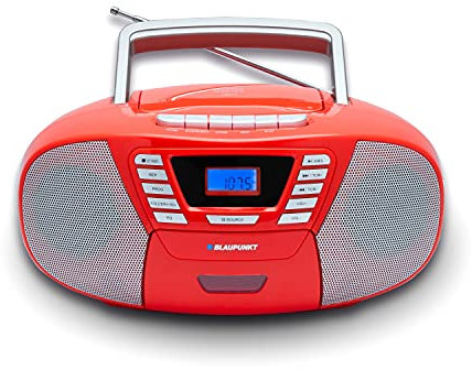 Blaupunkt B 120 RD tragbarer CD Player mit Bluetooth | Kassettenrekorder | Hörbuch Funktion | CD-Player mit USB | kleines CD-Radio | Aux In | PLL UKW Radio | Radio mit CD Spieler | Rot