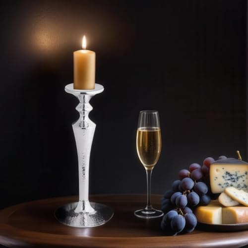 Marrakesch Kerzenständer Kerzenhalter Alena 41cm Groß | Moderne Metall Kerzenleuchter als Silberne Hochzeitsdeko Dekoration modern