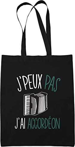 Planetee Sac Tote Bag Accordéon Je peux pas Noir | Sac caban en toile coton idée cadeau anniversaire