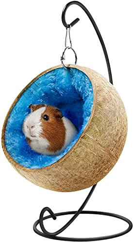 Meerschweinchenbett, Hamsterversteck Meerschweinchen Zubehör, Kokosnussschale Hamsterbett Haus mit Warmpad Versteck für Kaninchen Meerschweinchen Hamster Ratte Chinchilla und Rennmäuse