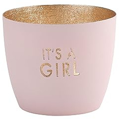 Gift Company [MM] [W] Madras, Windlicht, M, It's a Girl, pastellrosa/Gold
