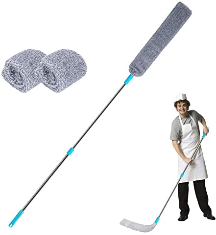 Minan Lücken-Staubreiniger, Staubwedel Mit Langem Teleskopstiel, Staubwedel Lang Ausziehbar Gut Für Unter Den Sofa Und Unter Schränken Reinigung - Inklusive Zwei Microfaser-Bezügen