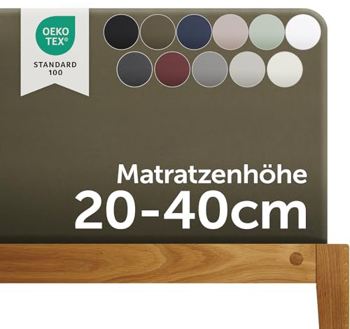 Blumtal® Luxus Spannbettlaken 180x200cm - 200x220cm für Boxspringbetten/Wasserbetten - Oeko-TEX zertifizierte Spannbettlaken 180x200 / 200x200 / 200x220cm - Spannbettlaken Boxspringbett Dunkelgrün