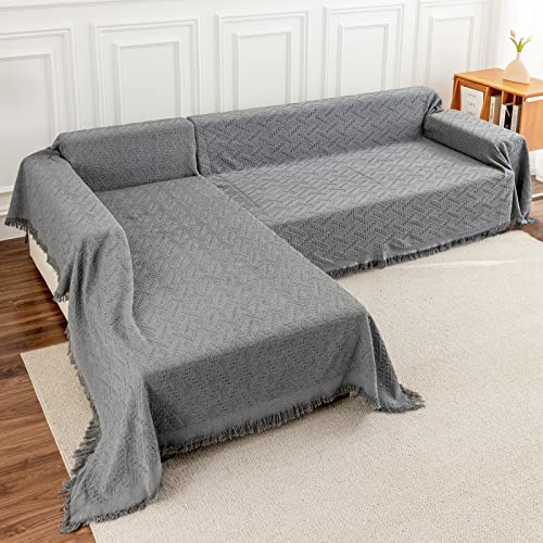 Deep Dream Sectional Couch Covers, 2 Pieces Sectional Sofa Cover, L Shaped Couch Covers, Couch Cover for Sectional Sofa (XX-Large, 71 x 118 + 91 x 134, Dark Grey)