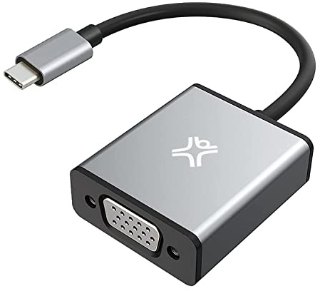 XtremeMac Adaptateur USB-C vers VGA, Full HD 1080p @ 60Hz, Plug & Play, boîtier Aluminium pour MacBook, Samsung et Autres périphériques USB-C - Gris