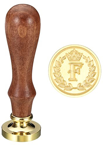 PATIKIL Alphabet F Wachs Siegel Stempel Initiale Buchstabe Siegel Wachs Stempel Klassisch Retro Abnehmbarer Messingkopf Hölzerne Handgriff für Umschlag Einladungskarten Stil 4