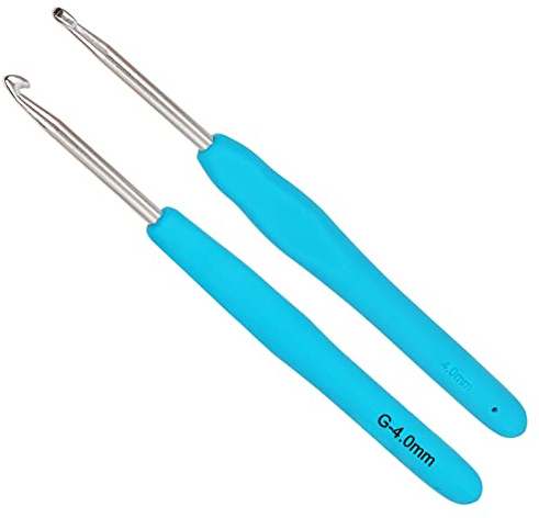 Coopay Häkelnadel, 4,0 mm, 2 Stück, massive Metallhaken, UK-Größe, ergonomische Griffe für arthritische Hände, leicht für Anfänger und Profis (COOPAYGZY00648)