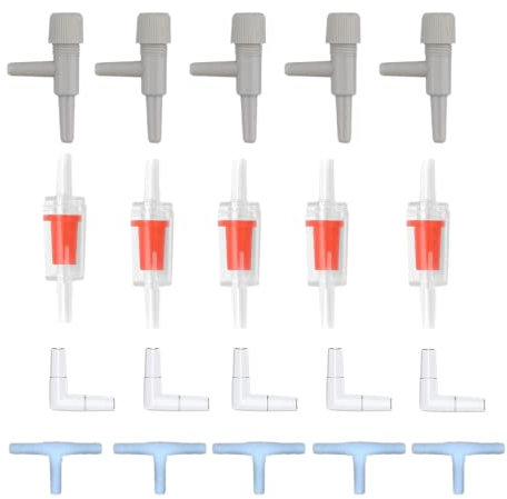 Aquarium Check Valves、Airline Tubing Connectors Plastic Inline Valve、Aquarium Air Flow Control Valve（20PCS for fish tank）