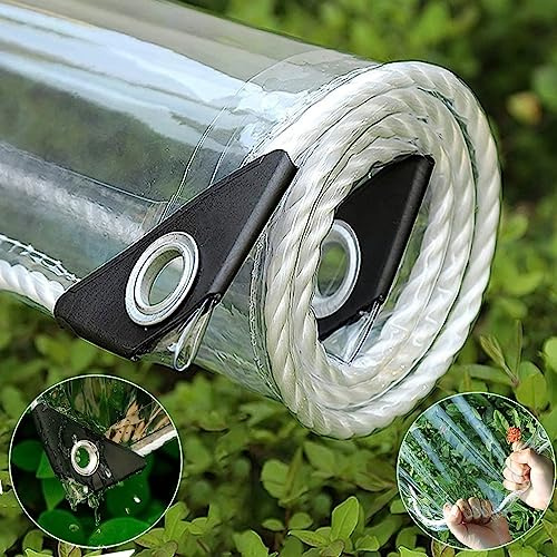 Clear Tarp 6x10ft, Clear Tarps with Grommets, 14 MiL Heavy Duty Waterproof with Reinforced Edge for Plant Greenhouse, Balcony, Garden, Pet Hutch, Roof.