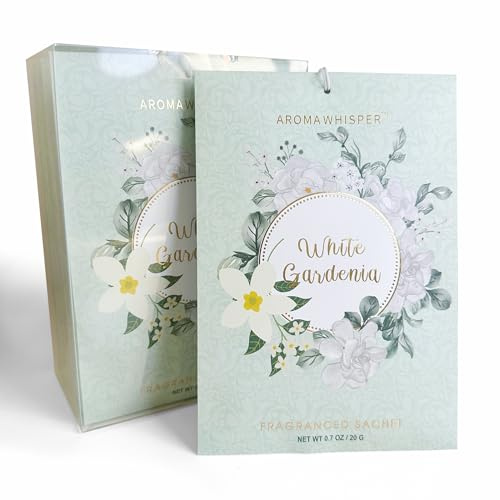 White Gardenia Large Scented Sachets - 8 Pack, Long-Lasting Home Fragrance Sachet Bags, Extra Large Fresh-Scented Packets, Sachets for Drawer and Closet