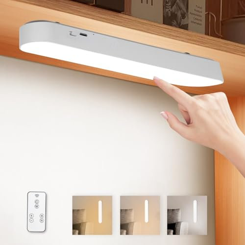 URAQT 26CM Luce Armadio LED, Magnetica Armadio LED con Controllo Tattile, 2400mAh 3 Modalità Ricaricabile Luce Sottopensile Dimmerabile Lampada, per Cucina Scale Corridoio Camera da Letto