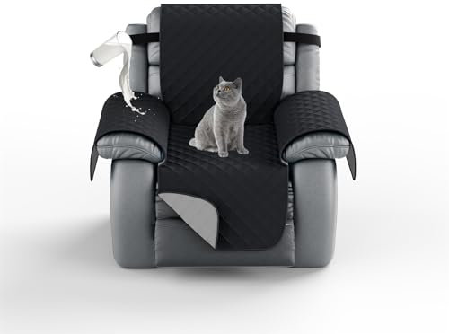 HonunG Armlehnenschoner, Sesselschoner Mit Armlehne,Sofaschutz, 1 Sitzer Sesselauflage,Sofa Chair Waterproof Sofa Protector,Anti-Rutsc Sesselbezug für Möbelschutz (Schwarz,Liege: 71 cm (28''))