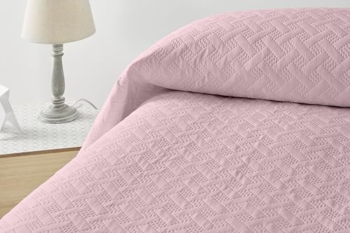 Degrees Home - LISO-Tagesdecke – 100% Polyester Mikrofaser - Leicht & Weich - Für Alle Jahreszeiten - Atmungsaktiv - Pflegeleicht - Ultrasonic Technologie für Langlebigkeit- 270 x 260 cm - Rosa