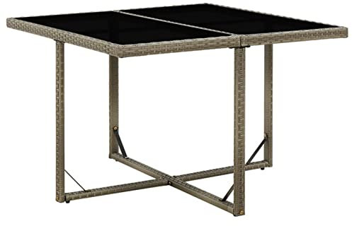 ShGaxin Gartentisch, Gartentisch, Terrassentisch, Esstisch Garten, Gartenesstische, Gartenmöbel, Außentisch, Grau 109x107x74 cm Poly Rattan und Glas