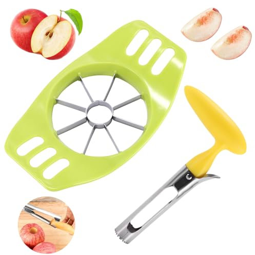 Bwetomk Apple Slicer & Corer Set - Divider, Apple Corer Remover, Apple Cutter and Fruit Slicer with Sharp Stainless Steel Blades and Ergonomic Non-Slip Handles, Ideal for Cutting Fruits, Dishwasher