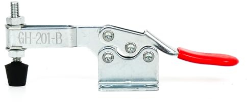 INGDAUM® 10 stycken horisontella spännare, hållkraft 90 kg, GH-201B, snabbkoppling, horisontell basplatta, byggstål, galvaniserad, justerbar spindel M6 x 45 mm, öppningsvinkel 85°, handtaget öppnas
