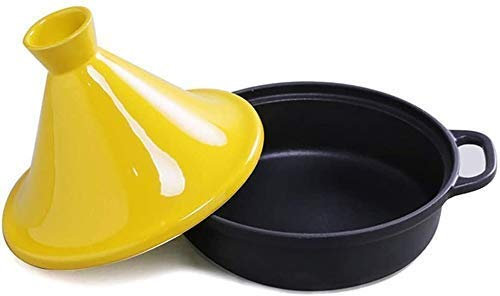 Ceramic Cooking Pot Casserole Dishes with Lids Cast Iron Tagine Pot 20Cm,Tajine Cooking Pot with Enameled Cast Iron Base and Cone-Shaped Lid Lead Free Stew Casserole Slow