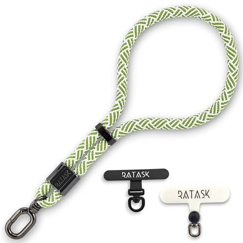 RATASK Adjustable Wrist Strap Lanyard, Rope Lanyard Wrist Strap for Mobile Phones, Cameras, Keyring,Phone Accessory Pendant (Patterned Green)