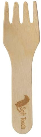 Monouso | 100 Tenedores de Madera Mini, 7,5cm | Cubiertos Desechables, Cubiertos Madera, Biodegradables, Compostables