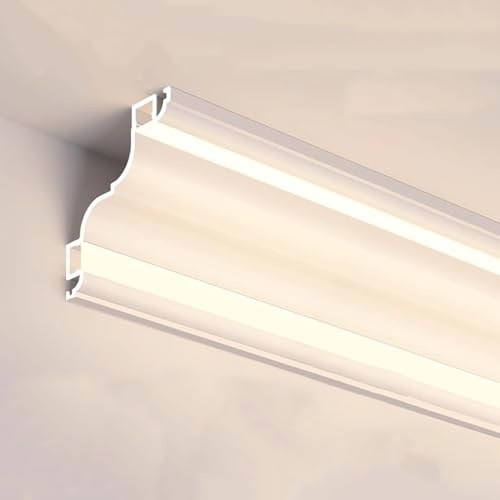 Elitix Led Profile Extra Wide Led Diffuser Aluminum Channel System, Cornice Coving Led Lighting Molding Wall Ceiling, Plaster Ceiling Trim Edge for Light Fixtures(25 m(82 ft))