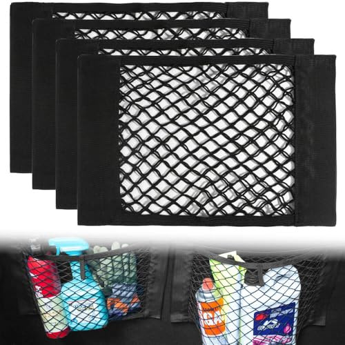 Gepäcknetz Auto, 40 x 25 cm Aufbewahrungsnetz für Kofferraum, stark elastisch für Wohnmobile, Boote, LKW und Zuhause - 4 Stück Schwarz