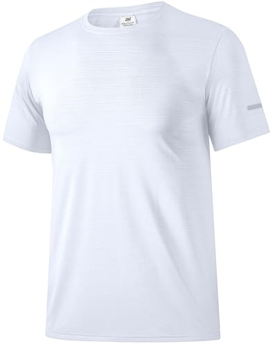 Boyzn Funktionsshirt Herren Kurzarm Sportshirt Atmungsaktiv Gym Running Top Workout Laufshirt Oberteil Leichte Trainingsshirt Funktionsshirt Wandershirt Sommer Kurzarm T-Shirt für Herren White-XL
