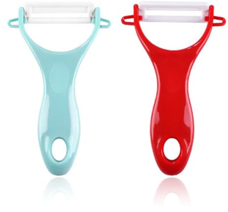 Pack of 2 Peelers, Ceramic Peeler, Potato， Children's Peeler, Ceramic Grater, for Potatoes,Carrots,Vegetables,Fruit (Blue+red)