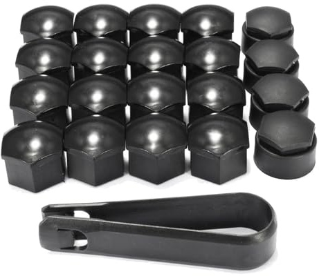 XIELBIS 20 Pcs 17mm Wheel Nut Covers with Removal Tool - Bolt Caps Hub Screw Cover including 16 Standard Ones 4 Locking Ones,And Removal Tool, Universal Fit for Most Car Models(Black)