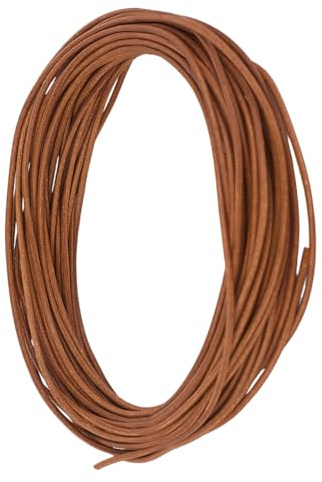 CALFOVERA Cordón de Cuero Genuino de Vaca Redondo de 10 m X 1mm para Hacer Joyas, Cordón de Cuero Genuino Marrón Claro, Cordón de Cordón, Tira de Hilo Trenzado para Crear Collares, Pulseras