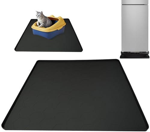 Under Fridge Mats for Floor - Washer Protector, Spill Tray | 23.6x23.6in Appliance Pad with Raised Edge, Waterproof Base Mat for Washing Machine, Refrigerator, Dryer, Prevent Liquid Damage