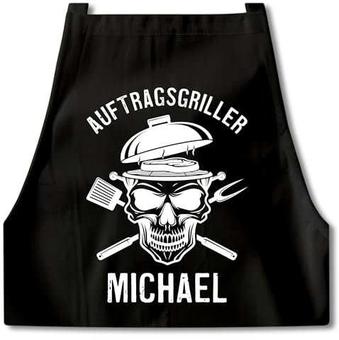 DEL MÀ Unique & Personal Auftragsgriller Grillschürze Männer personalisierte Kochschürze Herren lustiges Grillzubehör Geschenk Mann Grill Schürze Schwarz
