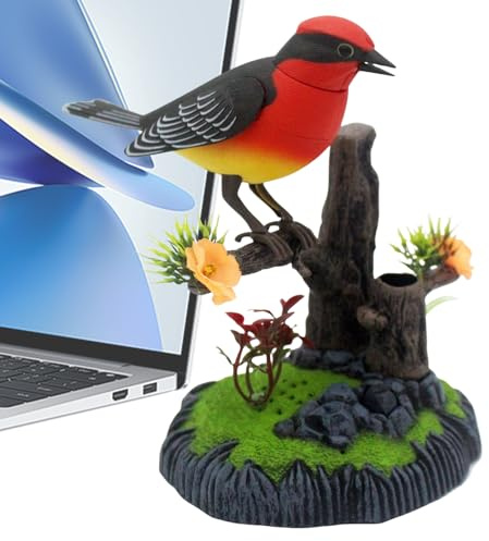 Sghtil Elektronischer Vogel mit Simulation, Stifthalter mit Triller und Heimdekoration, dekoratives Haustier für Wohnzimmer, Schlafzimmer, Küche, Kinder, Erwachsene, Weihnachtsdekoration