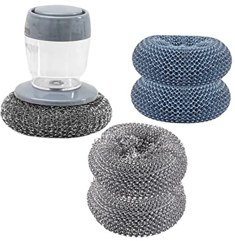 Set di spazzole elettriche pieghevoli, per erogare liquidi e barbecue, testine in acciaio inox per la pulizia di piatti, padelle e cucina, essenziale per la casa