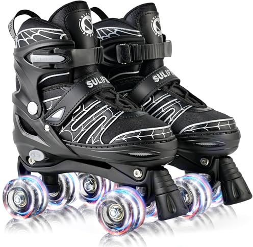 SULIFEEL Adjustable Kids Roller Skates for Boys Ages 3-5 5-8 6-12 with 4 Sizes Adjustable Light up Wheels, Best Children Gift for Beginners Indoor Outdoor Sports