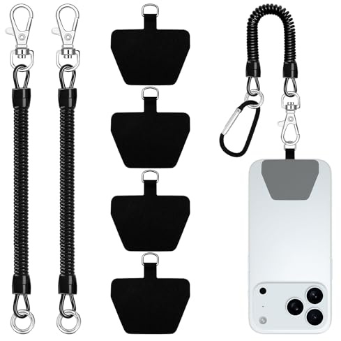 Tuwonwa Phone Lanyard Anti-Lost Elastic Tether Wrist Strap with Tether Tabs, Secure Patch Holder Compatible with Most Smartphones with Full Coverage Cases, Anti Theft Phone Strap, Phone Tether