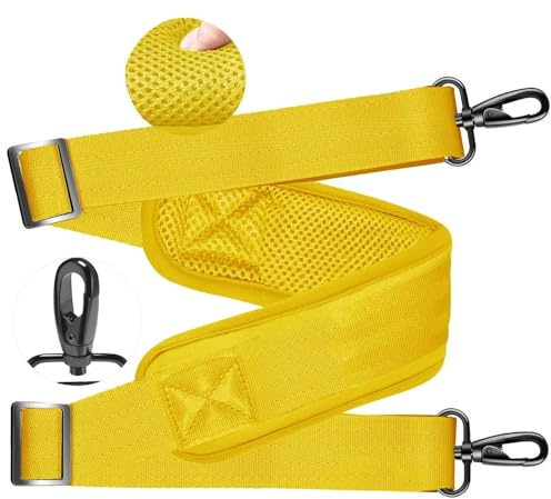ZINZ Ultra Tjock axelrem,med fast pad 76 universal väskrem,med andningsbar kudde och dubbla balanserade justerbara spännen,för bärbar datorväska Messenger Bag Crossbody etc,Gul