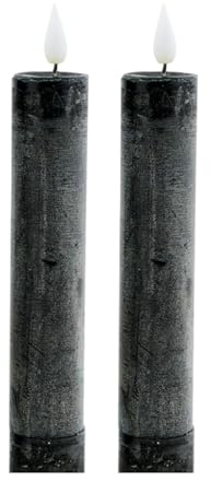ukiyo 2er Pack Rustikale LED Echtwachs Stabkerzen H:20,5 cm Ø:3,5 cm mit Fernbedienung Tafelkerze batteriebetrieben Kerze Weihnachten Deko Adventskalender (Schwarz)