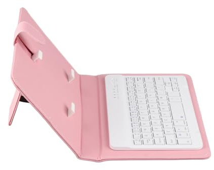 KIMISS Funda con Tapa para Teclado Inalámbrico Universal con Soporte para Teléfonos iOS/Negro + Teclado Inalámbrico Portátil + Funda para Tableta Compatible (Rosado)